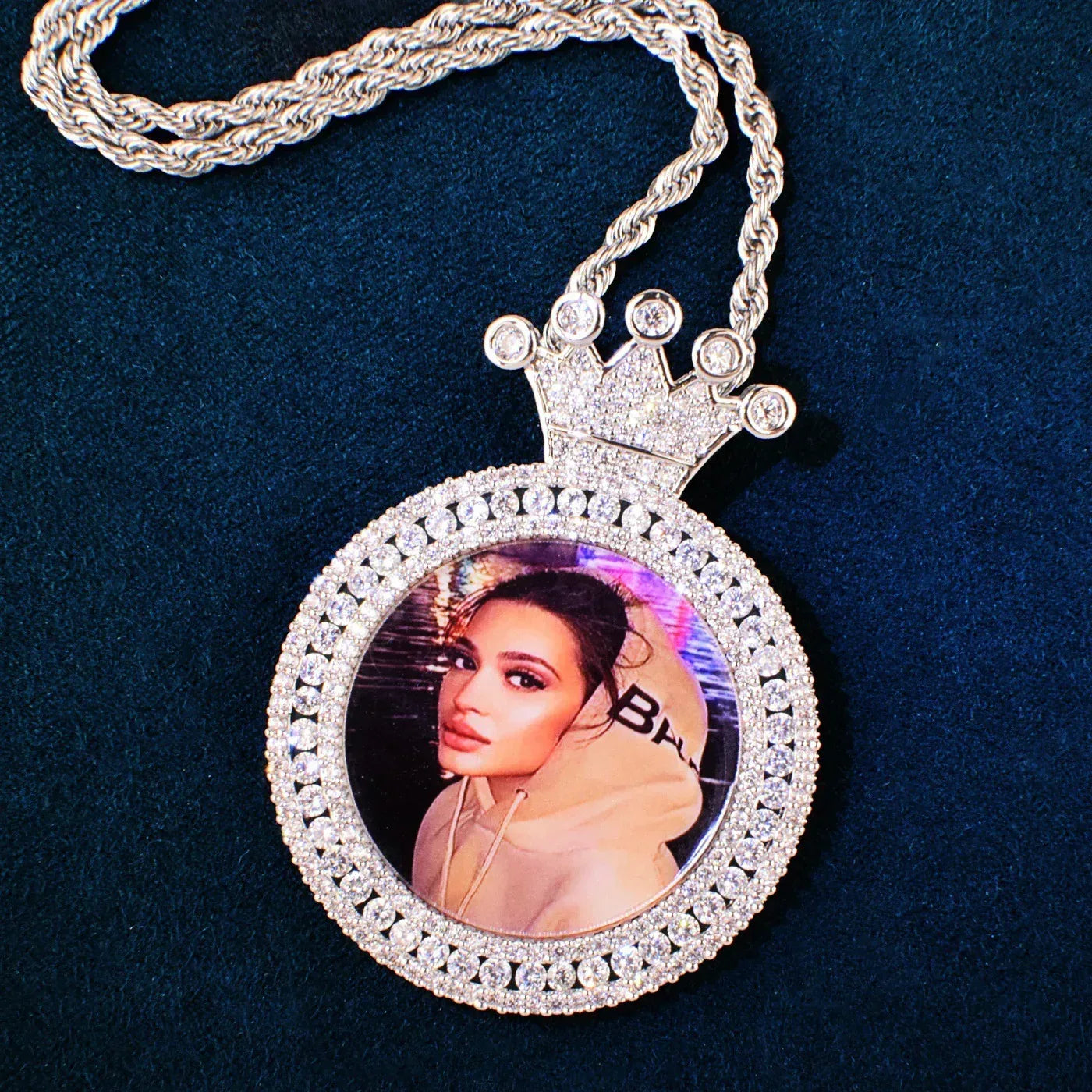 Crown Photo Frame Pendant | Iced Out CZ Custom Picture Hip Hop DIY Necklace - CaratixJewelry