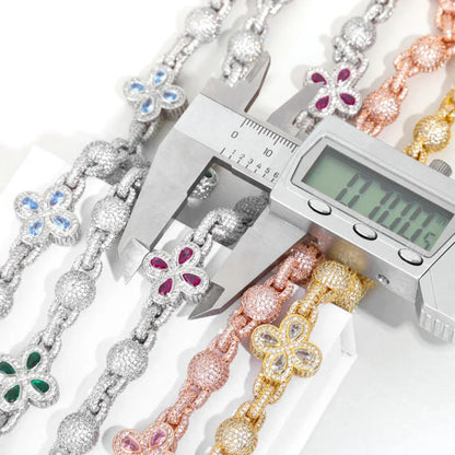 Multi-Color Clover Bubble Bracelet | Full Zircon Clasp 3D Ball Handpiece | Custom Rapper Chain Style | Caratix - CaratixJewelry