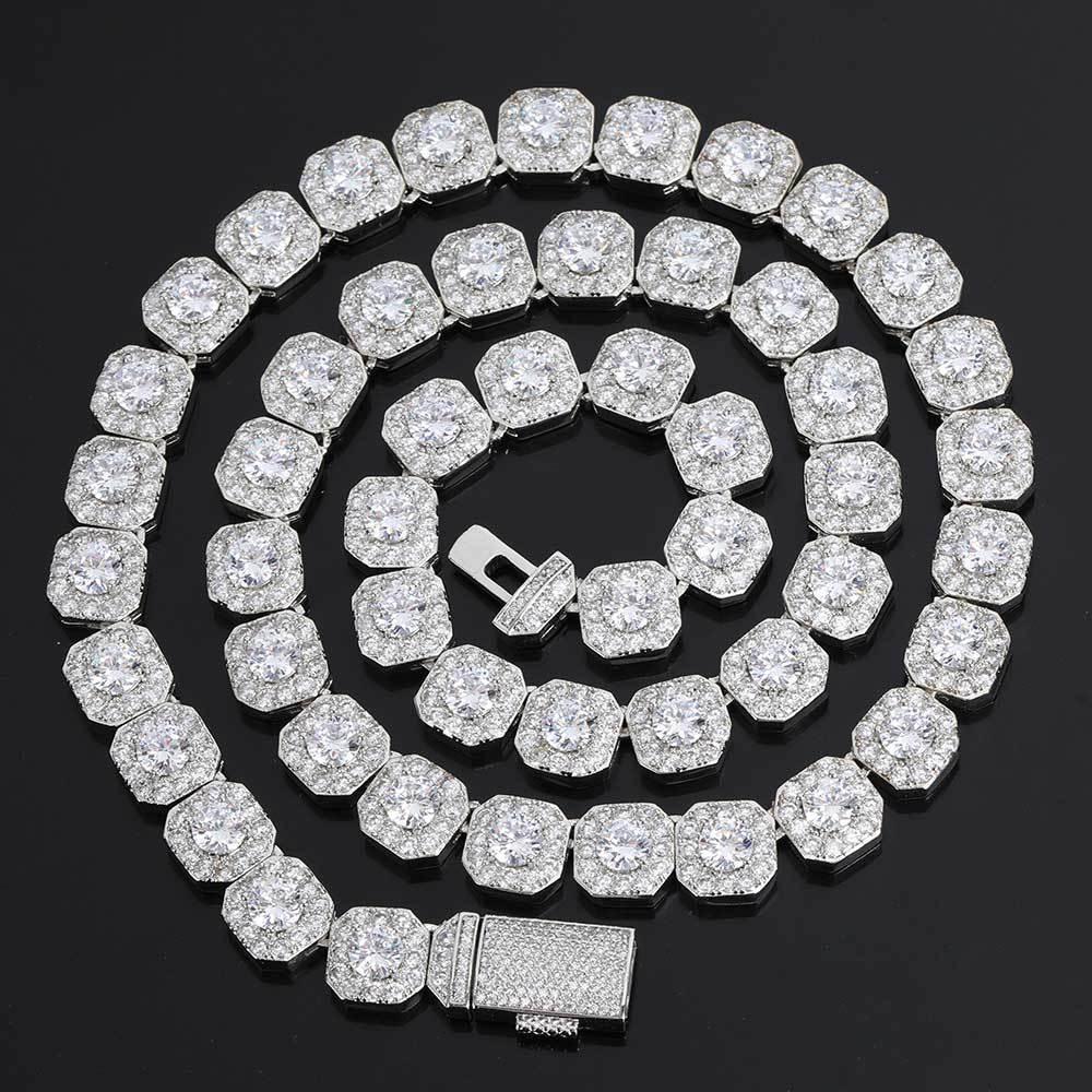 Ice Cube Moissanite Chain – S925 Sterling Silver Iced-Out Hip Hop Men’s Trendy Streetwear Necklace - CaratixJewelry