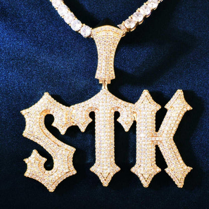 Spiked Iced Out Letter Pendant | CZ Hip Hop DIY Custom Initial Necklace - CaratixJewelry