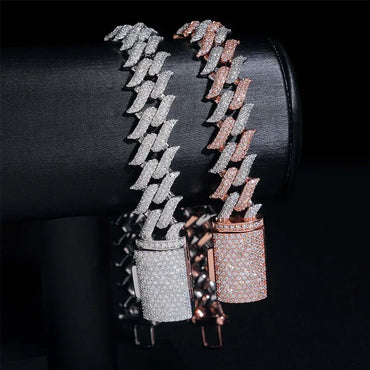 15mm Iced Out Cuban Link Bracelet with Moissanite | 3-Row Hip Hop Jewelry - CaratixJewelry