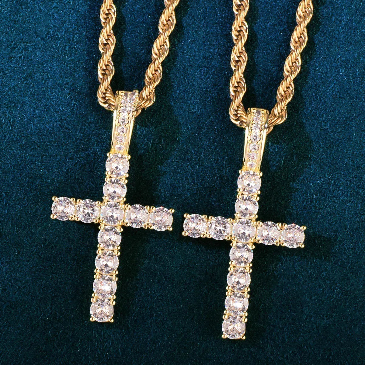 Claw-Set CZ Cross Pendant | Rock Nightclub Men’s Necklace - CaratixJewelry