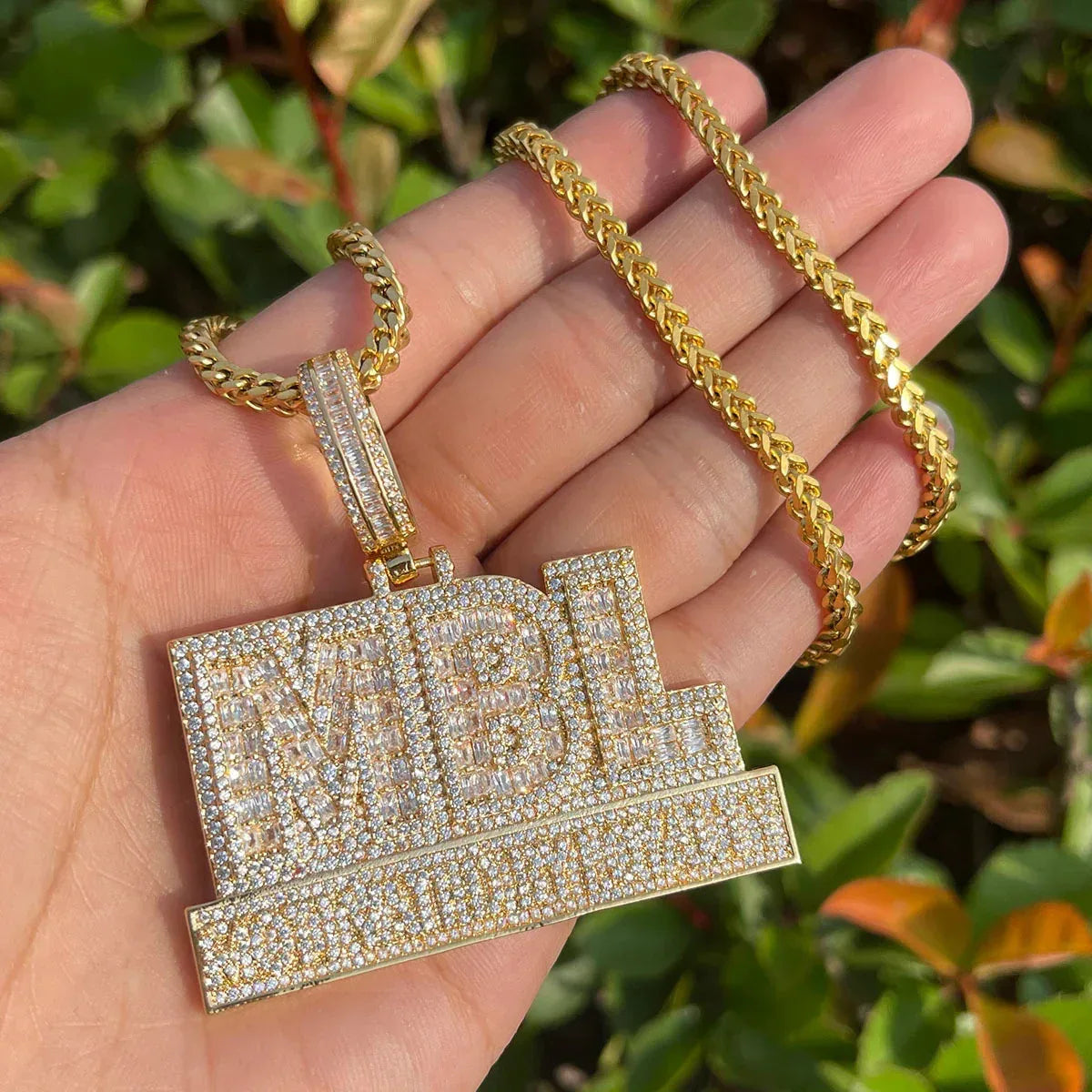 Men's "Money Bag" Initial Necklace | Premium Copper CZ Making Billions Jewelry Caratix - CaratixJewelry