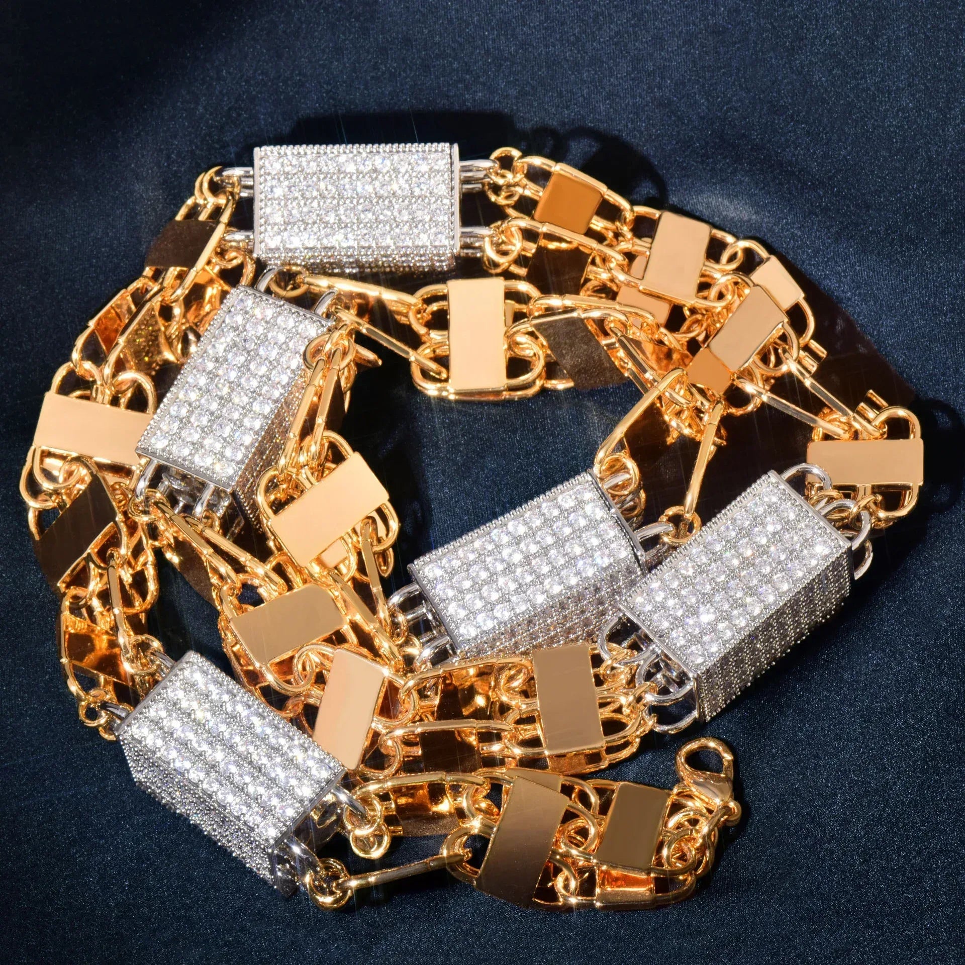 Square Box Chain Necklace with Copper & Zircon | Trendy Hip Hop Jewelry | Multiple Sizes | Caratix Jewelry - CaratixJewelry