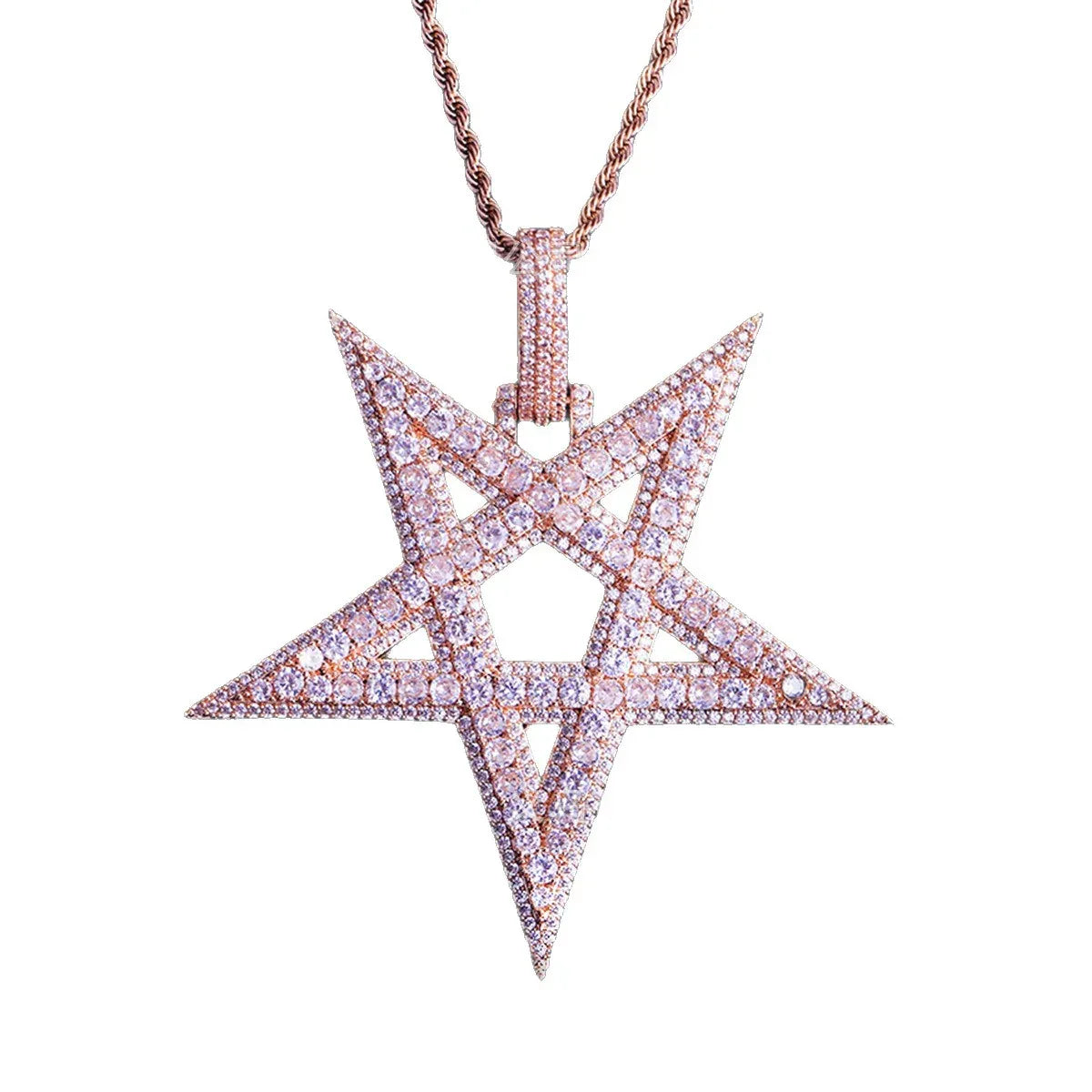 Oversized Iced Out Star Pendant for Women & Men | Sweet & Cool Hollow Five-Point Star Necklace | Luxury CZ Jewelry | Senior Sense Bling | Caratix - CaratixJewelry