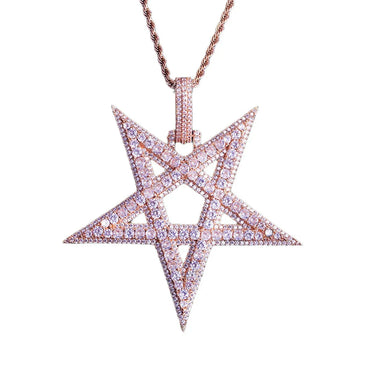 Oversized Iced Out Star Pendant for Women & Men | Sweet & Cool Hollow Five-Point Star Necklace | Luxury CZ Jewelry | Senior Sense Bling | Caratix - CaratixJewelry