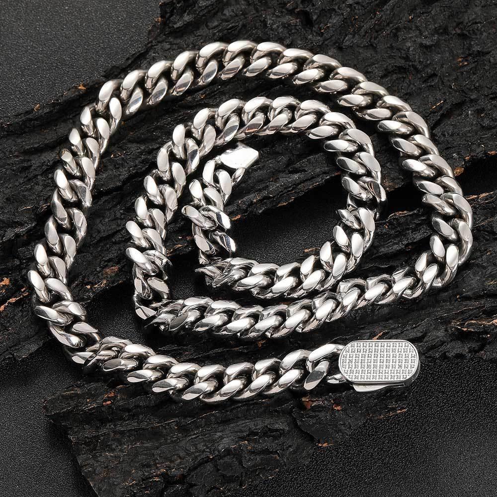 Stainless Steel Iced Out Cuban Chain Zircon Necklace with Spring Clasp for Men | Caratix Jewelry - CaratixJewelry