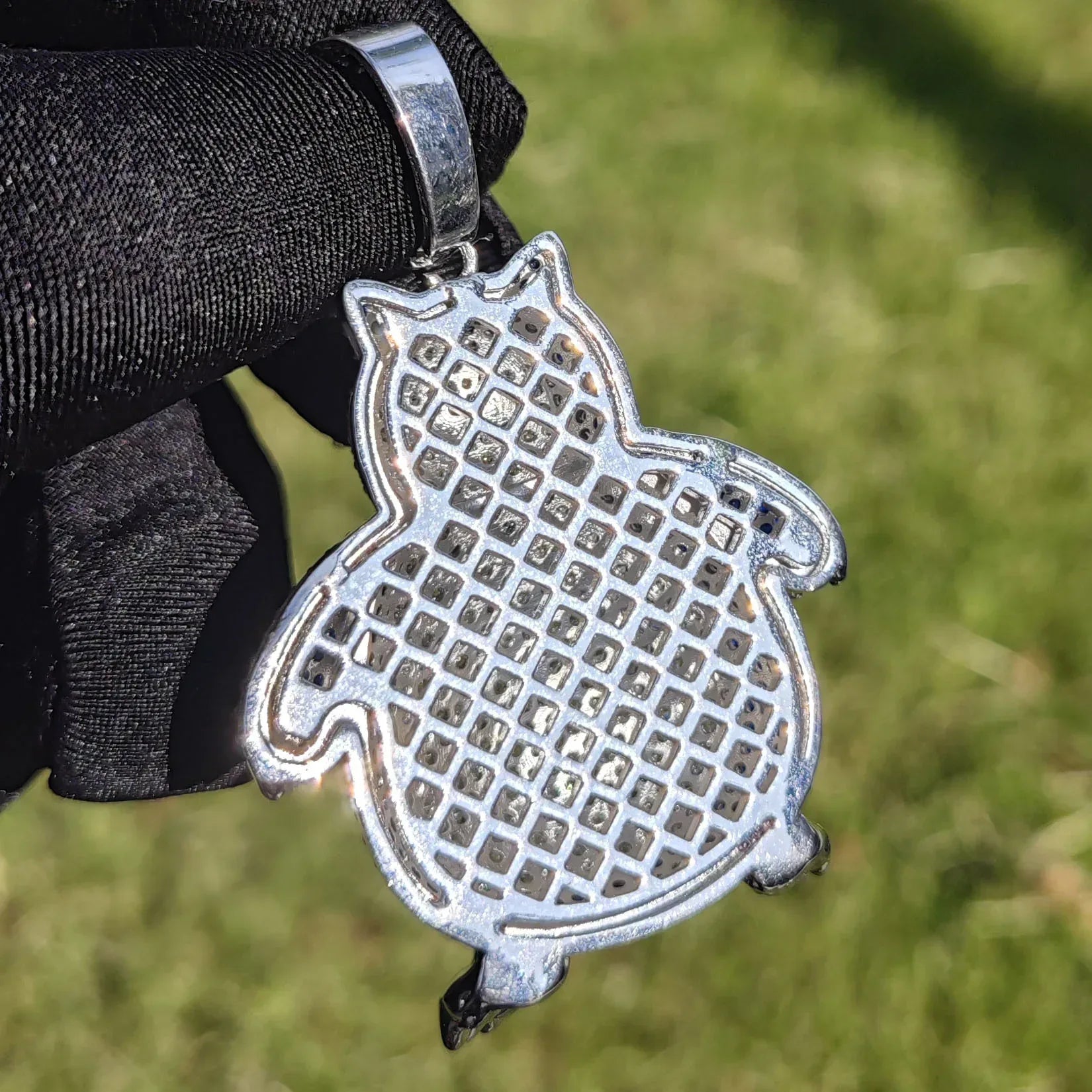 Iced Out Cute Monster Pendant Necklace – Hip Hop Cartoon CZ Jewelry for Men & Women - CaratixJewelry