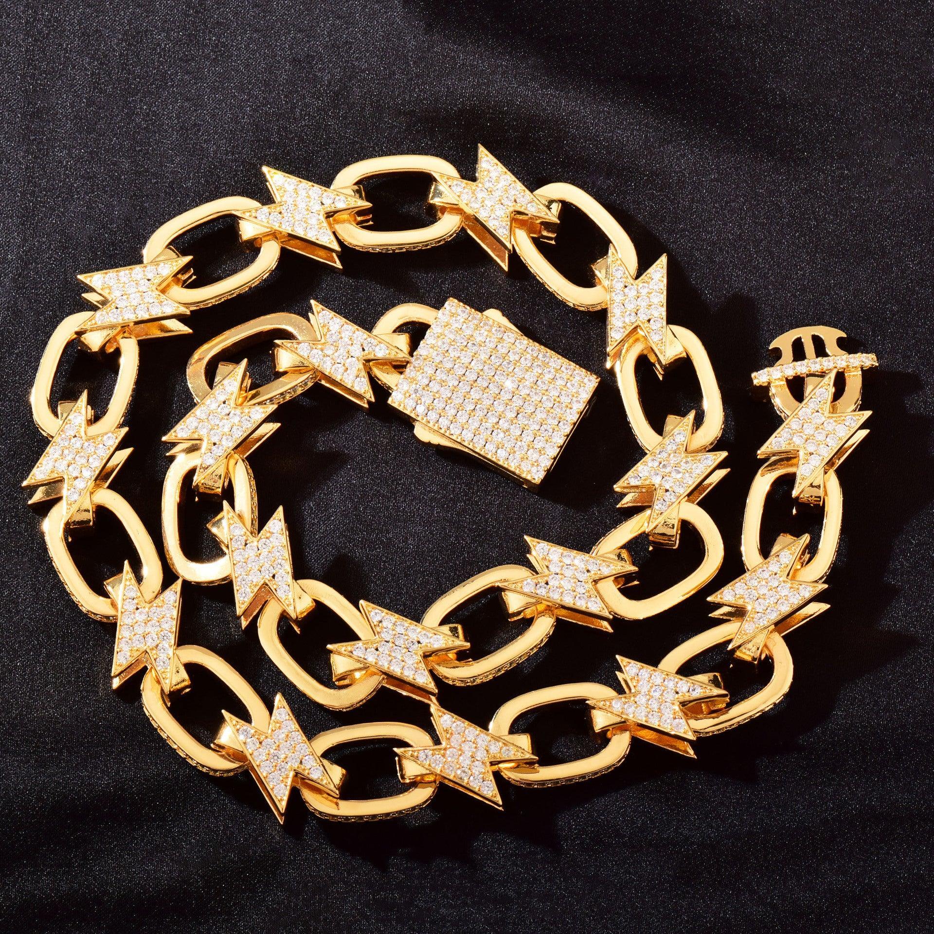 13mm Lightning Chain Necklace with Copper & Zircon - CaratixJewelry