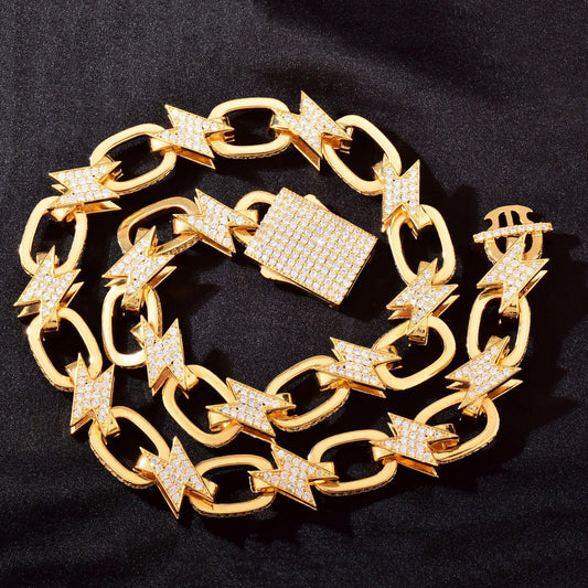 13mm Lightning Chain Necklace with Copper & Zircon - CaratixJewelry