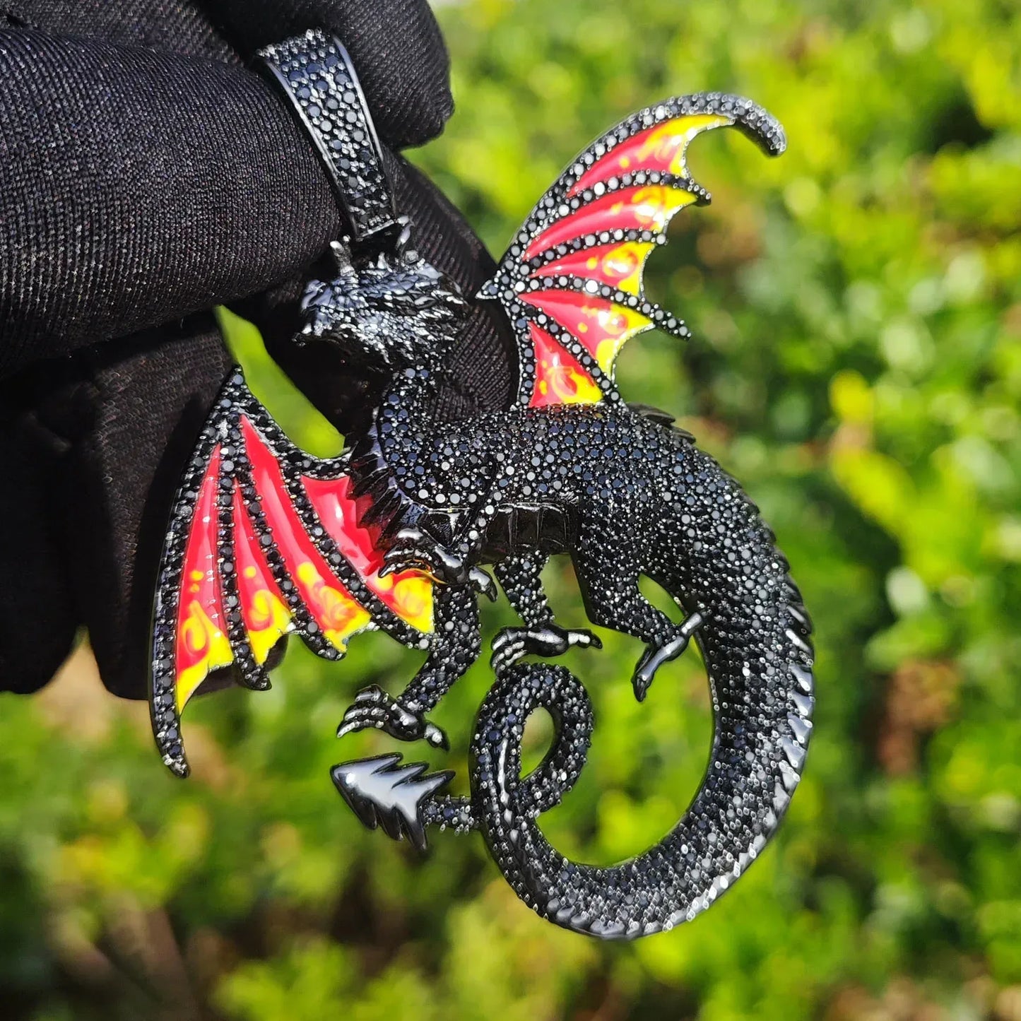 Iced Out Black Dragon Pendant Necklace – Hip Hop CZ Bold Designer Streetwear Jewelry - CaratixJewelry