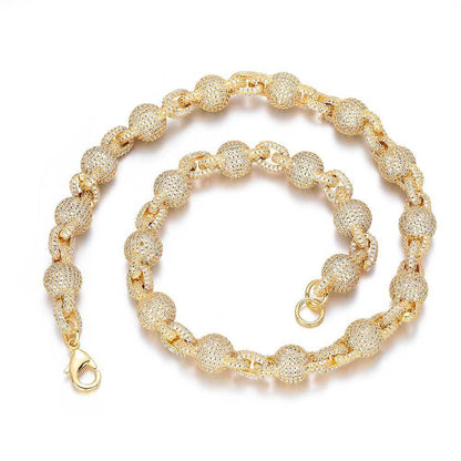 10.5mm Bubble Bead Chain Zircon Hip Hop Necklace for Men | Caratix Jewelry - CaratixJewelry