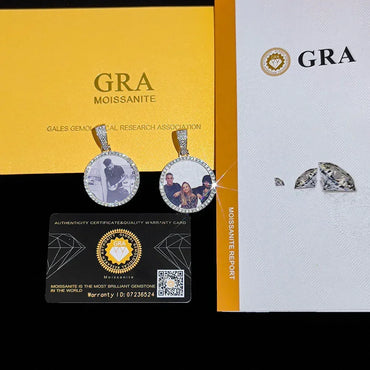 Custom Photo Frame Pendant S925 Silver Moissanite Necklace Mens | Caratix Jewelry - CaratixJewelry