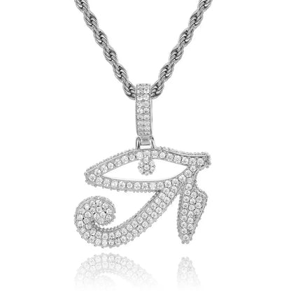 Custom Horus Eye Pendant Necklace with Zircon Stones for Men | Caratix Jewelry - CaratixJewelry