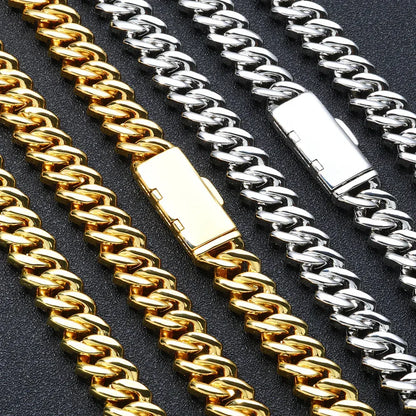 16mm 3-Row Full Zircon Iced Out Cuban Chain Necklace - CaratixJewelry