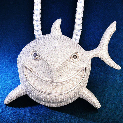 Iced Out Shark Pendant Necklace | CZ Hip Hop Men’s Streetwear Nightclub Jewelry - CaratixJewelry