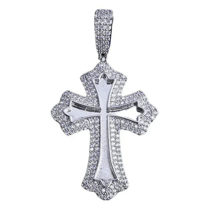 Iced Out Classic Cross Pendant | Men's Heavyweight Real Copper CZ Necklace - CaratixJewelry