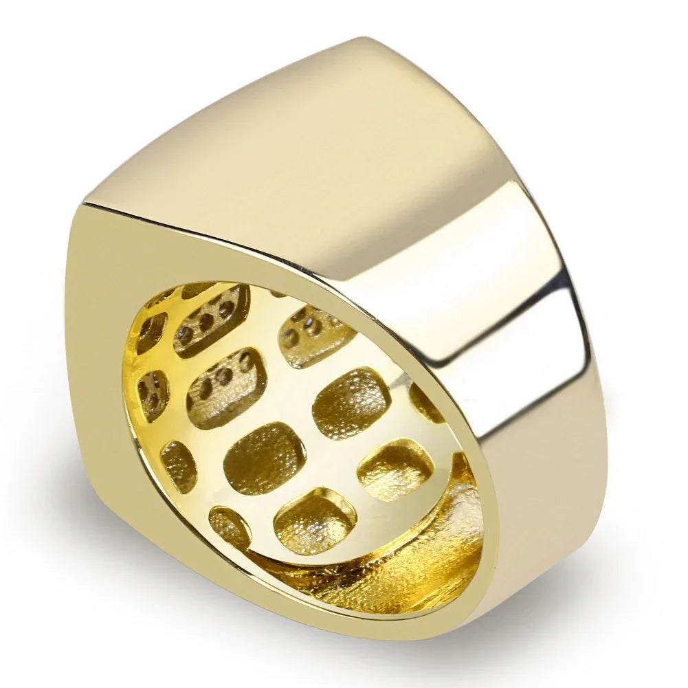 Men's Iced Out Cuban Link Square Ring | Pave Zirconia Band | Caratix
