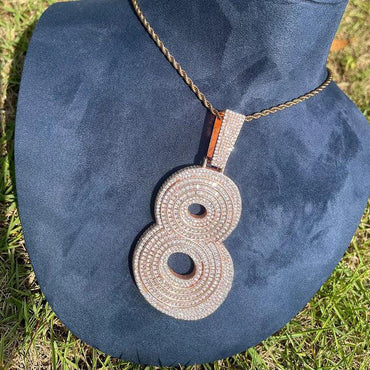 Men's Big Digit Necklace | Premium Copper CZ Infinity Wealth Jewelry Caratix - CaratixJewelry