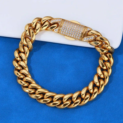 12mm Rounded Cuban Chain Bracelet for Men | Caratix Jewelry - CaratixJewelry