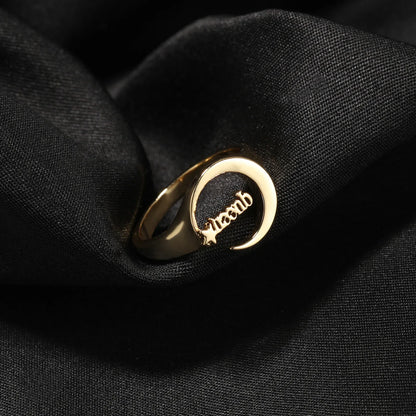 Custom Star & Moon Ring | Minimalist Personalized Initial Band | Caratix