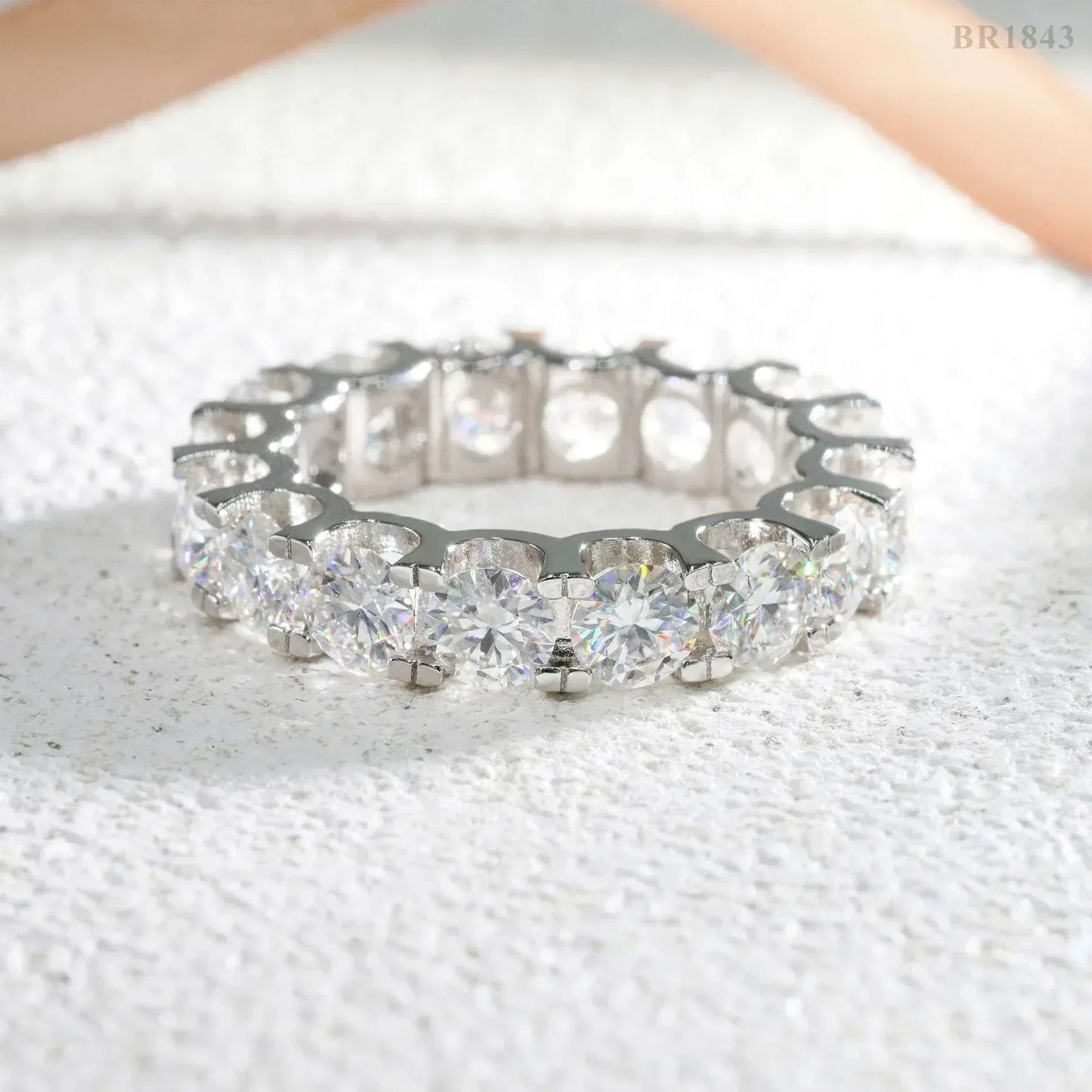 5mm Moissanite Band Ring | S925 Silver Unisex Iced Out Hip Hop Fashion Jewelry - CaratixJewelry