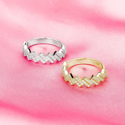 S925 Sterling Silver Wavy Band | Iced Out Ripple Ring | Caratix
