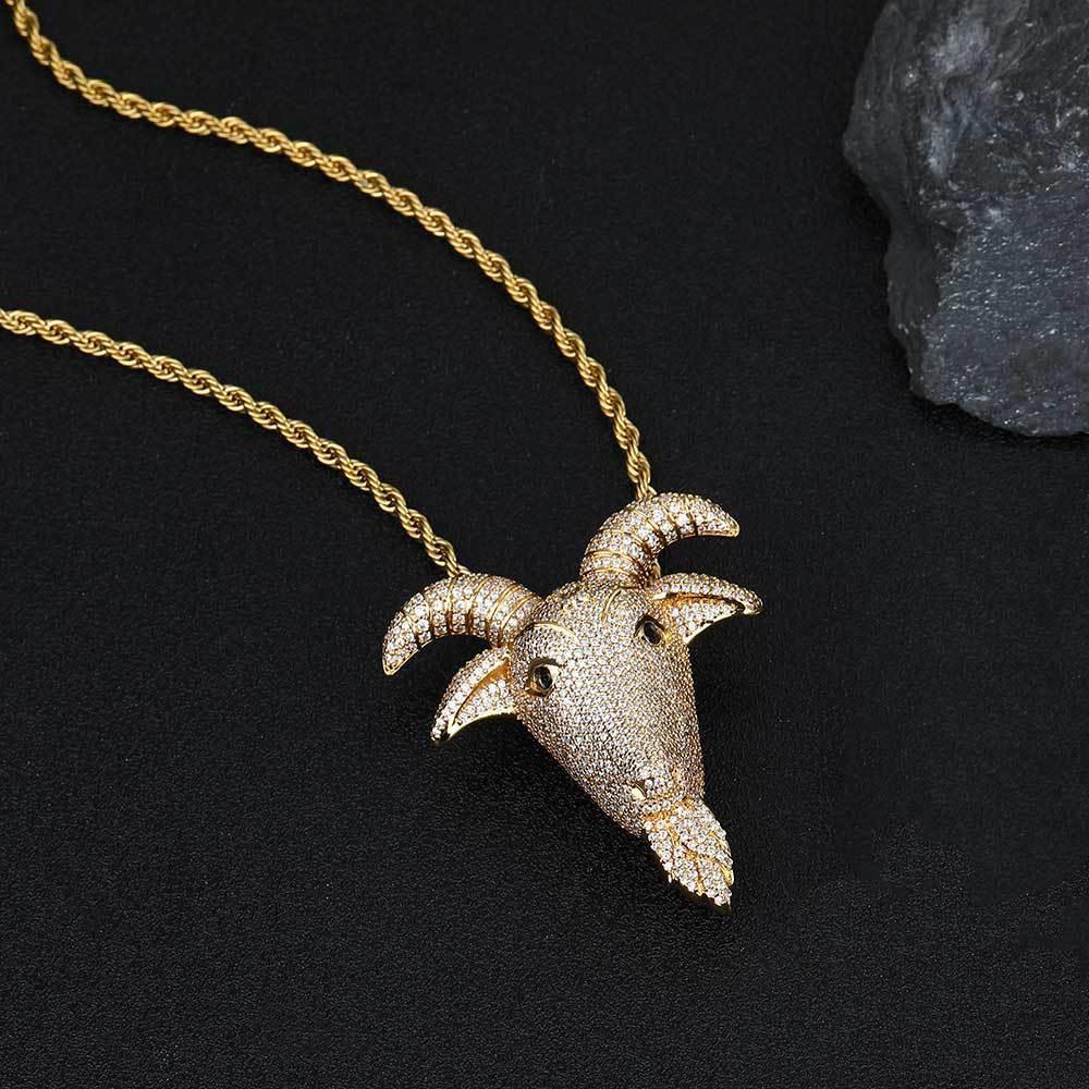Goat Head Pendant Necklace with Micro-Pave Zircon for Men | Caratix Jewelry - CaratixJewelry