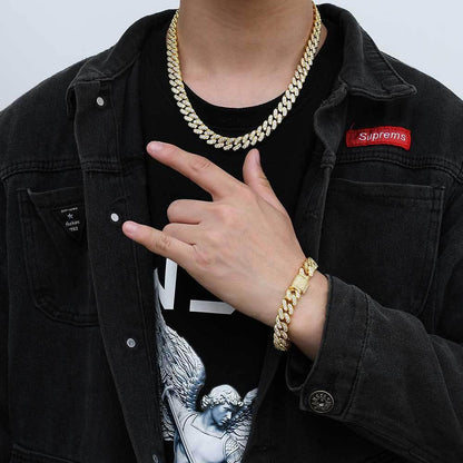 12mm Iced Out Cuban Chain Necklace Single Row Zircon - CaratixJewelry