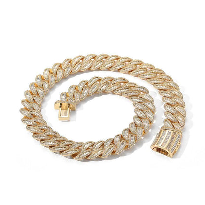 Miami Link Cuban Necklace T-Shape Zircon Hip Hop Jewelry - CaratixJewelry