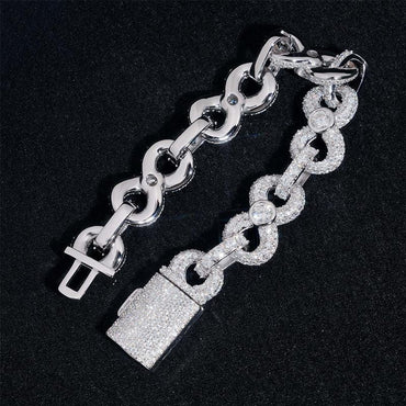 13mm Moissanite Figure-Eight Cuban Link | S925 Silver Hip Hop Jewelry - CaratixJewelry