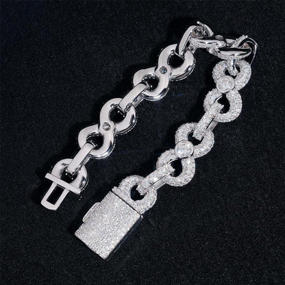 13mm Moissanite Figure-Eight Cuban Link | S925 Silver Hip Hop Jewelry - CaratixJewelry