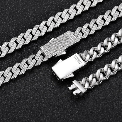 8mm Moissanite -Cut Cuban Link Chain for Men – S925 Sterling Silver Luxury Hip Hop Necklace - CaratixJewelry