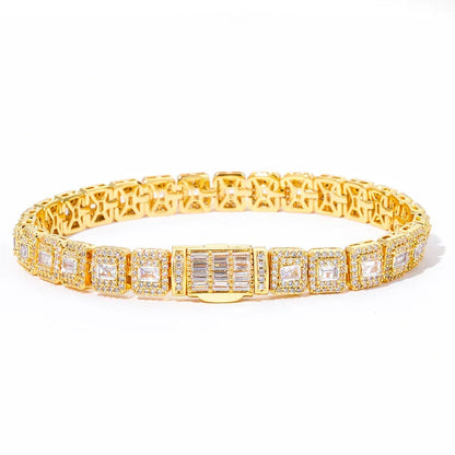 Custom 7.5mm Baguette Mixed Iced Bracelet | Secure Fold-over Hip Hop Bling | Caratix - CaratixJewelry