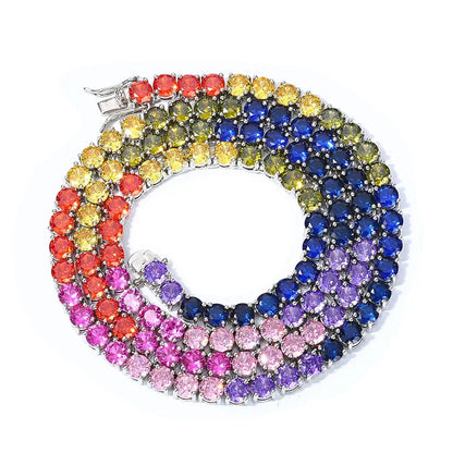 5mm Colorful Zircon Tennis Chain Necklace Hip Hop Bling | Caratix Jewelry - CaratixJewelry