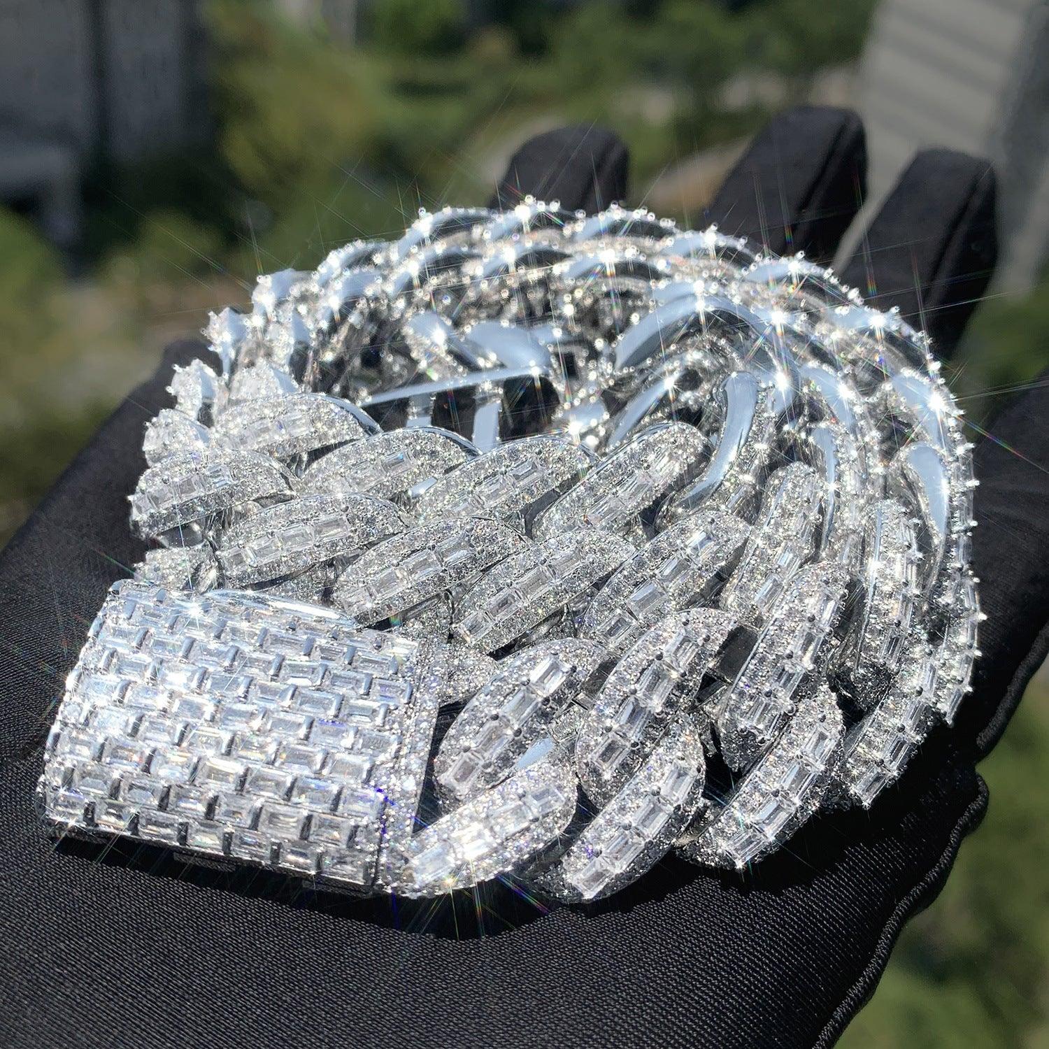 20mm Iced Out T-Shape Zircon Cuban Chain Necklace with Copper - CaratixJewelry