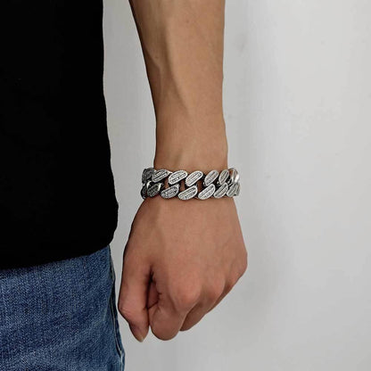20mm Iced Out Cuban Bracelet Mixed Zircon Rapper Style - CaratixJewelry