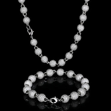 8mm Iced Out Bead Chain Necklace Zircon Rapper Chain Style for Men | Caratix Jewelry - CaratixJewelry