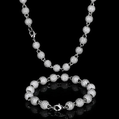 8mm Iced Out Bead Chain Necklace Zircon Rapper Chain Style for Men | Caratix Jewelry - CaratixJewelry