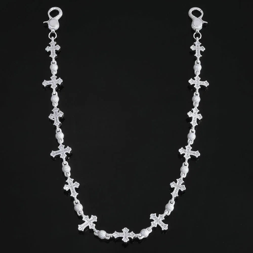 Cross Pendant Round Bead Chain Waist Chain T-Shape Zircon Hip Hop Jewelry | Caratix Jewelry - CaratixJewelry