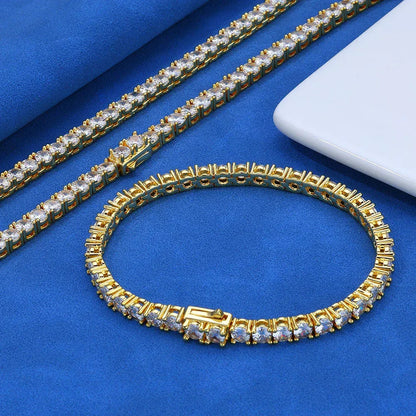 Zircon Spring Clasp Tennis Chain Necklace Hip Hop Jewelry Gold Chain Rapper Style for Men | Caratix Jewelry - CaratixJewelry