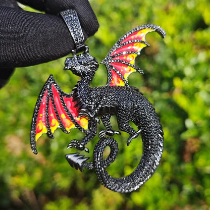 Iced Out Black Dragon Pendant Necklace – Hip Hop CZ Bold Designer Streetwear Jewelry - CaratixJewelry