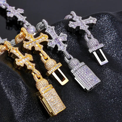 Rapper Iced Out Chain Round Bead Zircon Cross Necklace for Men | Caratix Jewelry - CaratixJewelry