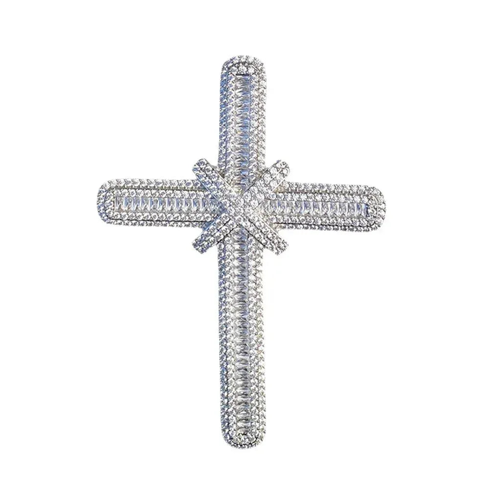Iced Out Oversized "Grand Cross" Pendant | Men's Real Copper Big Cross Necklace - CaratixJewelry