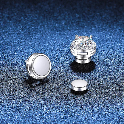 Moissanite Bezel Magnetic Earrings - 925 Sterling Silver | Caratix