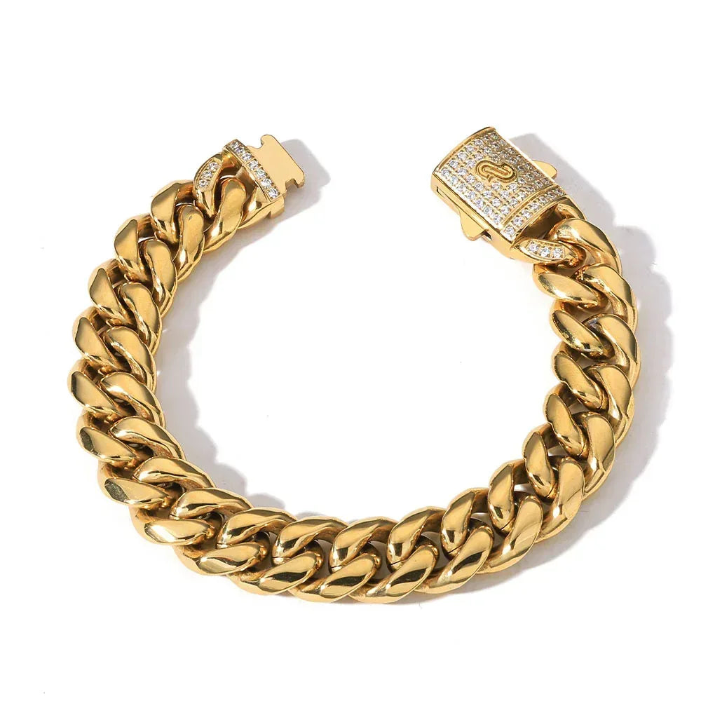 Custom Stainless Steel Round-Polished Cuban Bracelet Caratix - CaratixJewelry