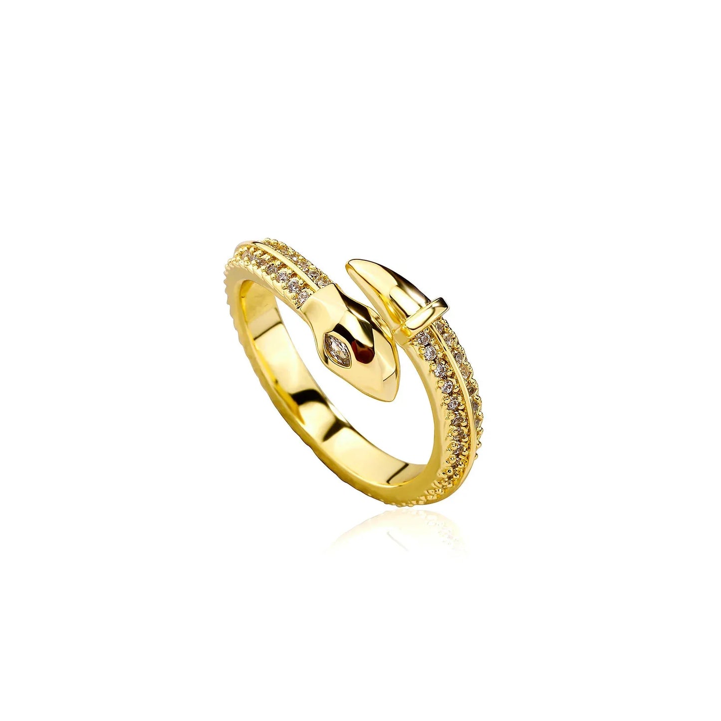 Luxury Blue Zirconia Nail Ring | Heavyweight Open Band Jewelry | Caratix