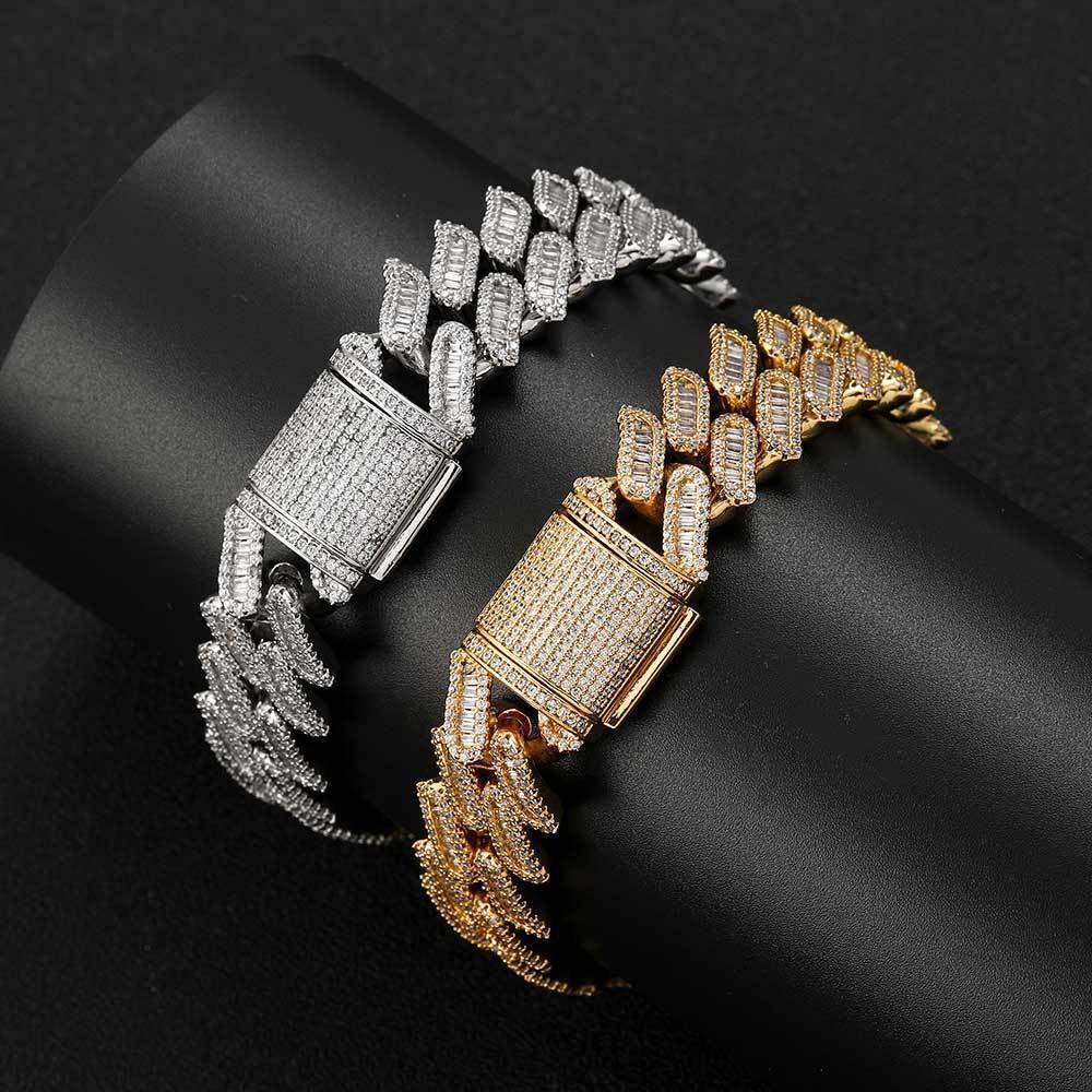 15mm Miami Cuban Chain Bracelet with Zircon - CaratixJewelry