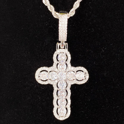 Iced Out Hollow Sphere Cross Pendant | Women's 3D Bubble Bead Necklace - CaratixJewelry
