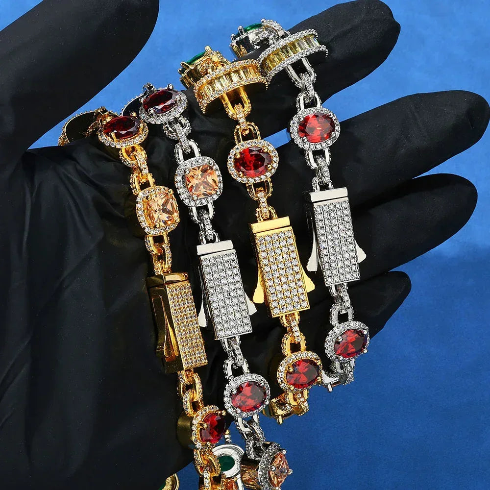 Colorful Gemstone Hip Hop Necklace for Men | Caratix Jewelry - CaratixJewelry